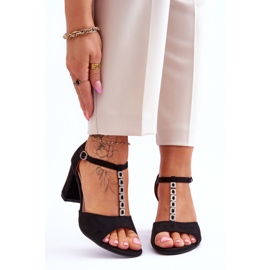 S.Barski Damen-Sandalen aus Wildleder auf Absatz Schwarz Florines 1