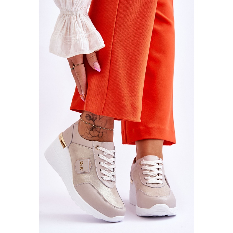 S.Barski Damen-Sneakers aus Leder mit Keilabsatz Gold Beatris golden 1