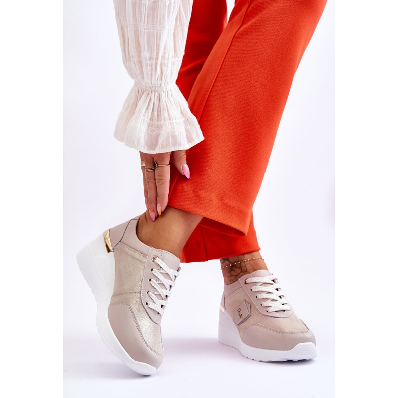 S.Barski Damen-Sneakers aus Leder mit Keilabsatz Gold Beatris golden 2