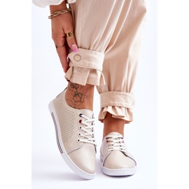 S.Barski Durchbrochene Ledersneaker für Damen Beige Ferone 1