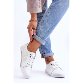 S.Barski Durchbrochene Ledersneaker für Damen Weiß Ferone 2