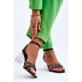 S.Barski Sandalen auf einem transparenten Balken Schwarz Randy 2