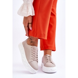 S.Barski Sportschuhe aus Leder auf Chunky Platform Beige Montigo 1