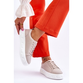 S.Barski Sportschuhe aus Leder auf Chunky Platform Beige Montigo 2