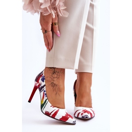 Lewski Shoes Modische Leder High Heels Leski Schuhe 2659 Weiß und Rot 1