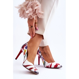 Lewski Shoes Modische Leder High Heels Leski Schuhe 2659 Weiß und Rot 2
