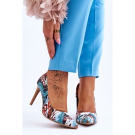 Lewski Shoes Modische Leder High Heels Leski Schuhe 2659 Grün-Blau mehrfarbig 1