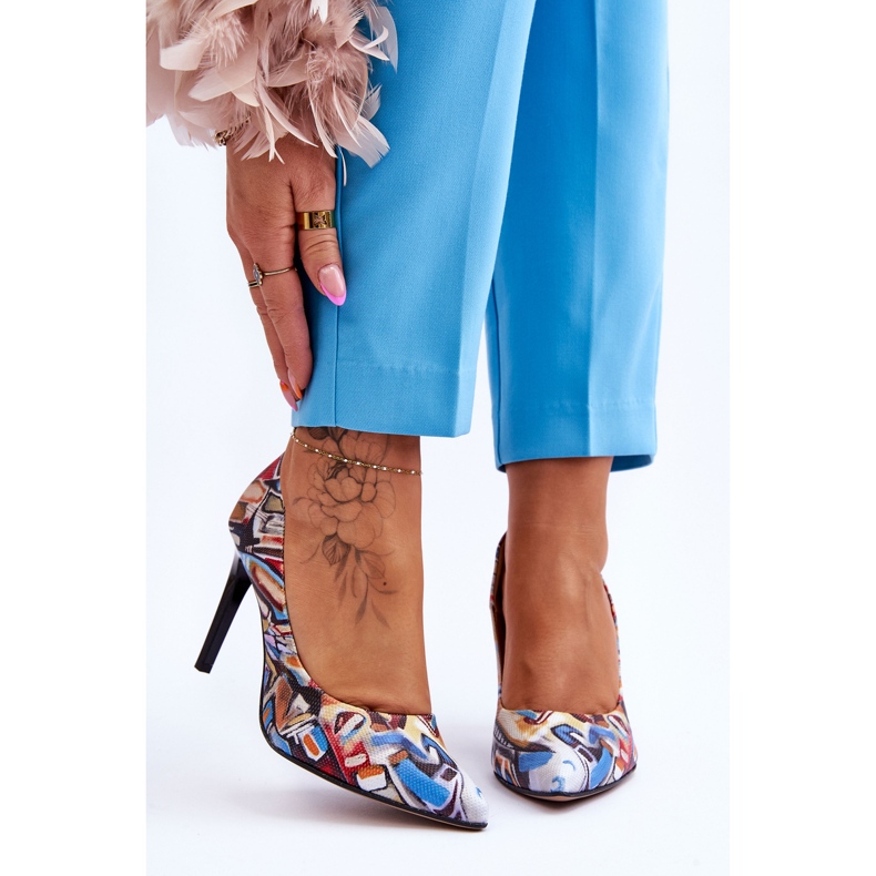 Lewski Shoes Modische Leder High Heels Lewski Schuhe 2659 Schwarz und Blau mehrfarbig 1