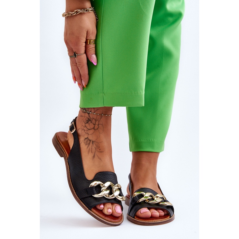 Lewski Shoes Ledersandalen für Damen Lewski Schuhe 3230 Schwarze Erbsen 1