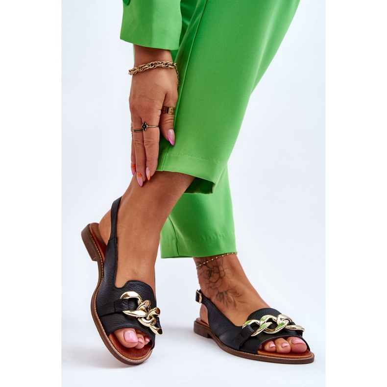 Lewski Shoes Ledersandalen für Damen Lewski Schuhe 3230 Schwarze Erbsen 2