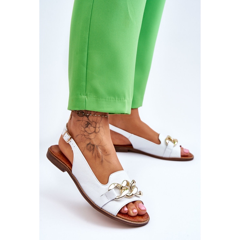 Lewski Shoes Ledersandalen für Damen Leewski Schuhe 3230 Weiße Erbsen 2