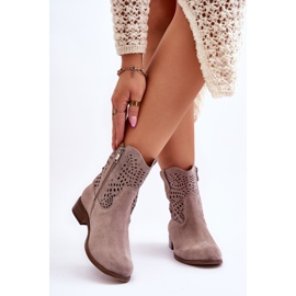 Lewski Shoes Durchbrochene Damenstiefel aus Wildleder Leski Schuhe 3301 Cappuccino braun 2