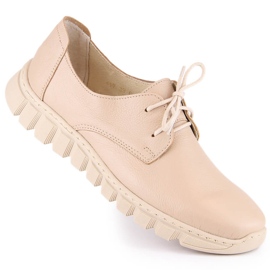 Bequeme Lederschuhe für Damen, hellbeige Helios 417 1