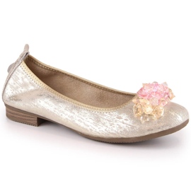 Damenballerinas aus Leder mit niedrigem Absatz und goldenen Filippo DP4527 Kristallen 2
