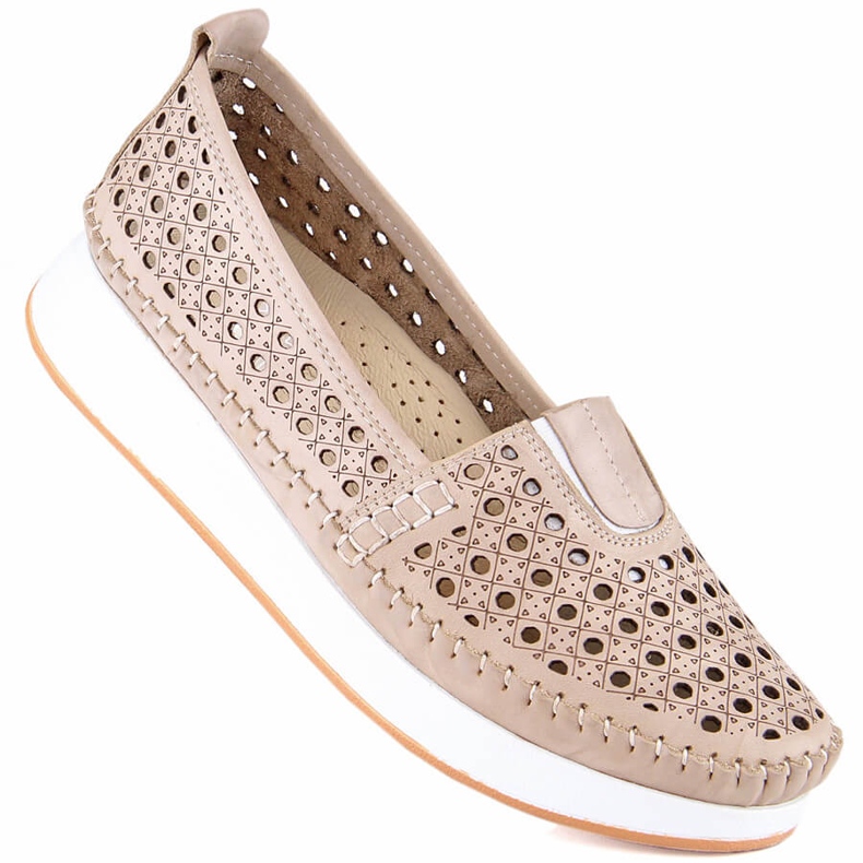 Durchbrochene Damenschuhe mit elastischem Band beige T.Sokolski VU85LAS 1