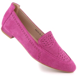 Durchbrochene Damen-Slipper aus Veloursleder fuchsia Jezzi ASA151-18 rosa 1