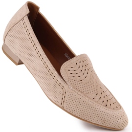 Durchbrochene Damen-Slipper aus Wildleder beige Jezzi ASA151-18 1