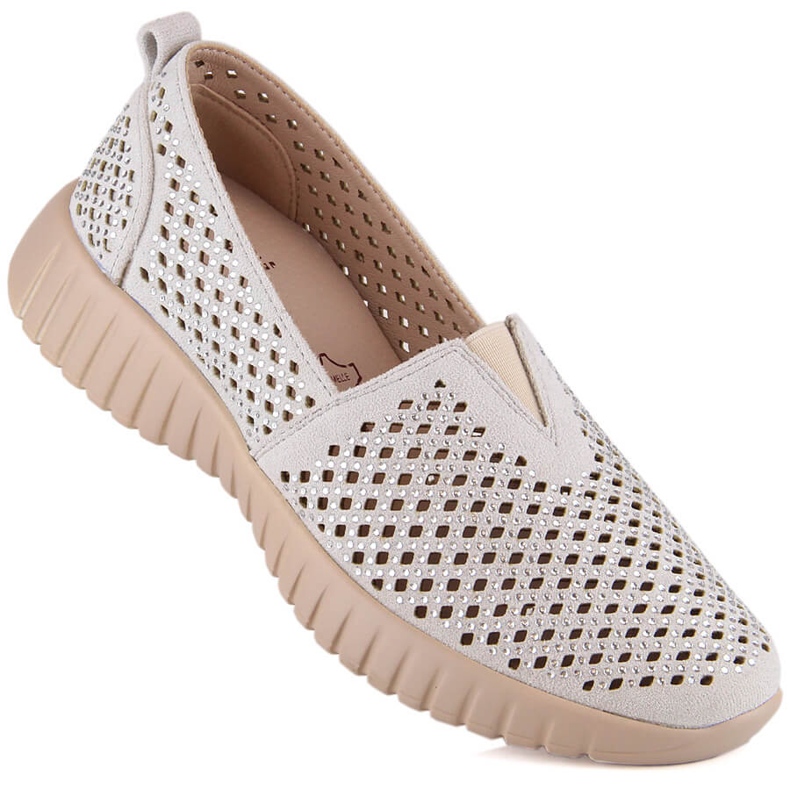 Durchbrochene Damen-Slipper mit elastischem Band Jezzi MR2270-3 grau 1