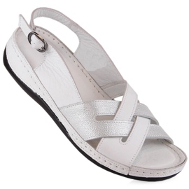 Flache Damensandalen aus weißem Leder T.Sokolski L22-521 2