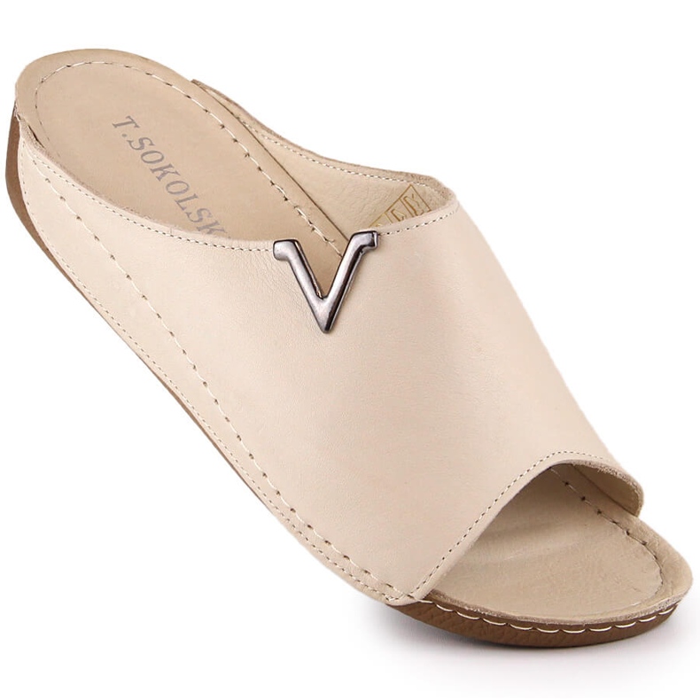 Keilhausschuhe aus beigem Leder für Damen T.Sokolski L22-301 1