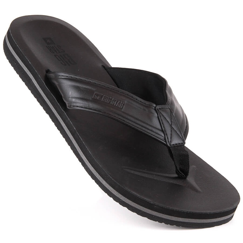 Herren-Flip-Flops aus ökologischem Leder schwarz Big Star LL174605 2