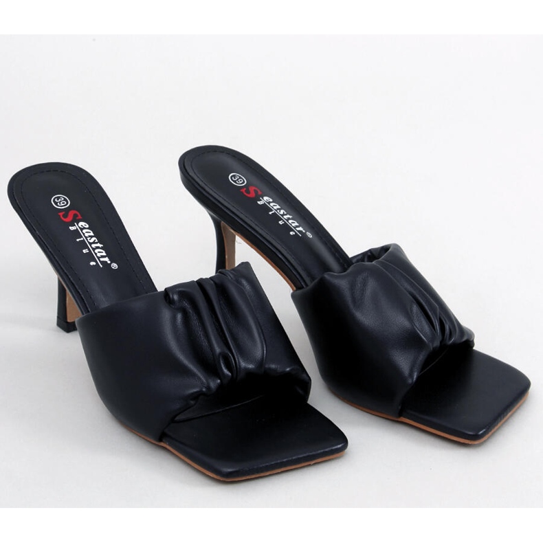 Seastar Devon Schwarze Sandalen mit Pfennigabsatz 1