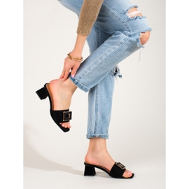 Damen Stoff Hausschuhe auf einem niedrigen Absatz Shelovet schwarz 2