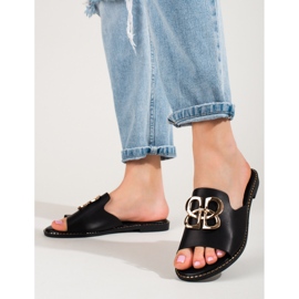 Elegante schwarze Flip-Flops mit Shelovet-Schnalle 1