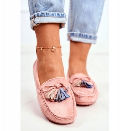 Damen-Mokassins aus Wildleder mit Fransen 20PB35-2003 Pink rosa 3