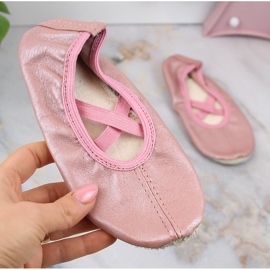 Ballettschuhe aus Leder für Mädchen zum Tanzen mit Gummibändern rosa Nazo NB02 1