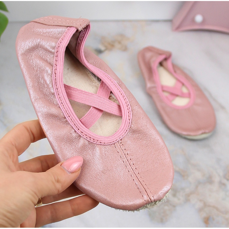 Ballettschuhe aus Leder für Mädchen zum Tanzen mit Gummibändern rosa Nazo NB02 1