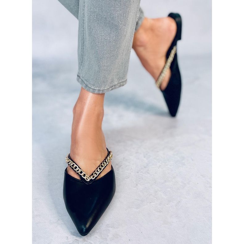 Seastar Monata Schwarze Hausschuhe mit Kette 1