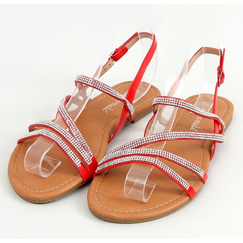 PA1 Corso Rote Sandalen mit Zirkonia 1