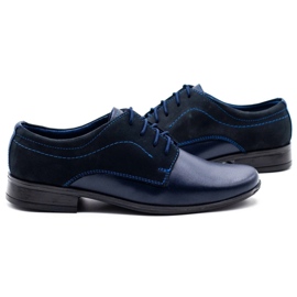 Olivier Kommunionschuhe für Kinder J1 marineblau mit Nubuk 3