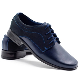Olivier Kommunionschuhe für Kinder J1 marineblau mit Nubuk 2