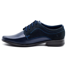 Olivier Kommunionschuhe für Kinder J1 marineblau mit Nubuk 1