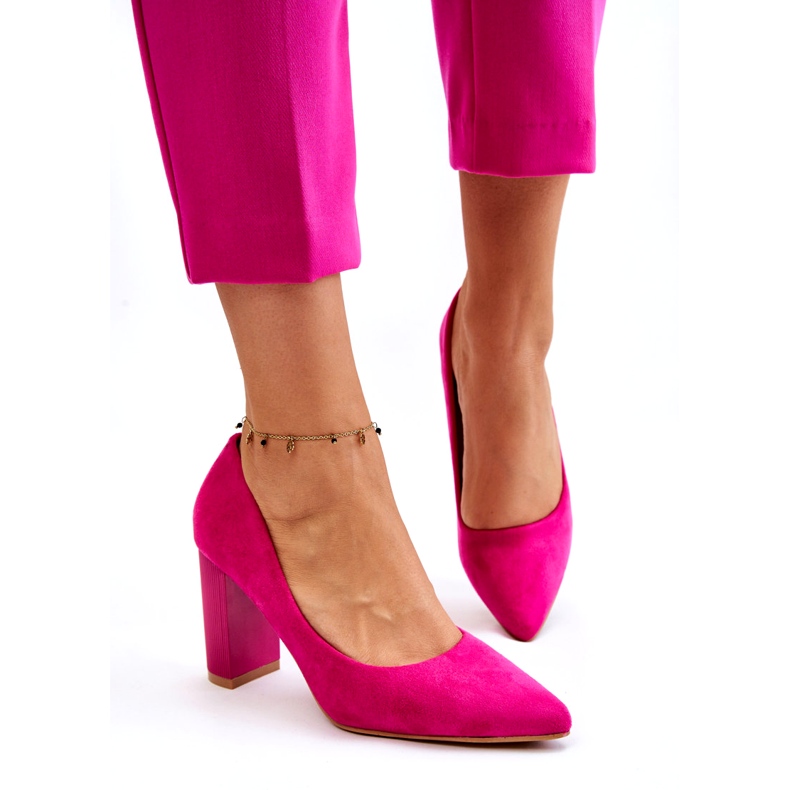 Seastar Wildleder Pumps auf einem modischen Absatz Fuchsia Estilia rosa 5