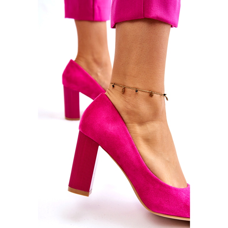 Seastar Wildleder Pumps auf einem modischen Absatz Fuchsia Estilia rosa 4
