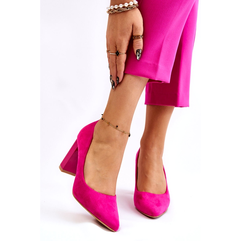 Seastar Wildleder Pumps auf einem modischen Absatz Fuchsia Estilia rosa 1