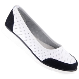 Durchbrochene weiße Lederballerinas für Damen Filippo DP4524 1