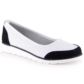 Durchbrochene weiße Lederballerinas für Damen Filippo DP4524 2