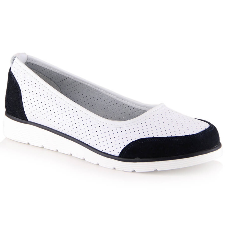 Durchbrochene weiße Lederballerinas für Damen Filippo DP4524 2