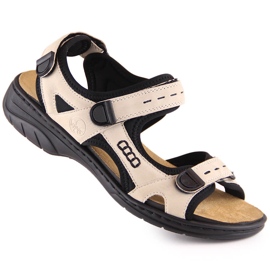 Bequeme Damen Sportsandalen mit Klettverschluss beige Rieker 64582-60 5