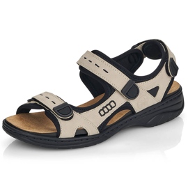 Bequeme Damen Sportsandalen mit Klettverschluss beige Rieker 64582-60 6