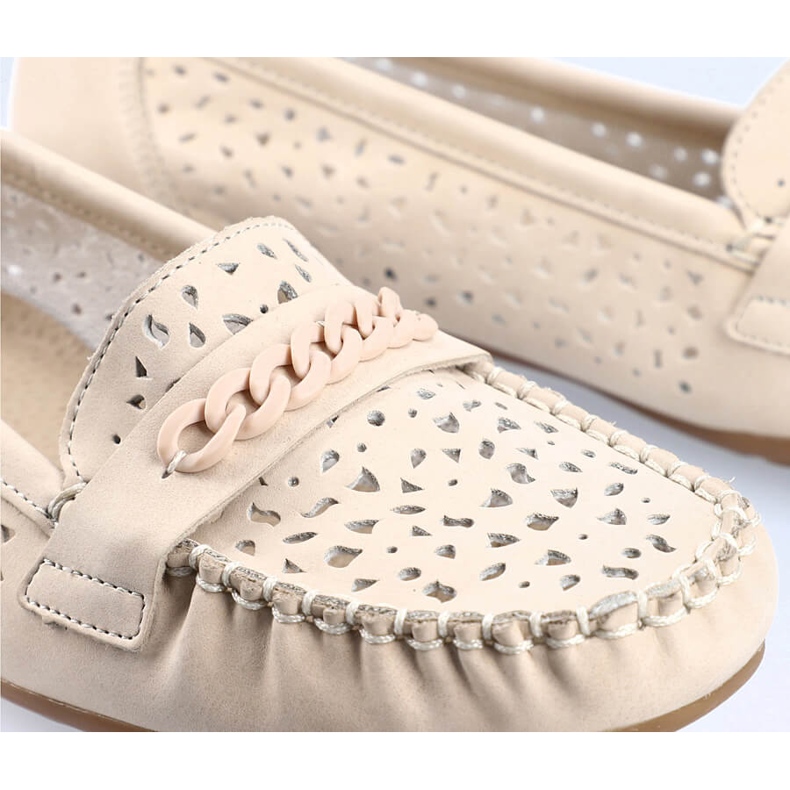 Bequemer durchbrochener Damen-Loafer Rieker 40068-60 beige 2