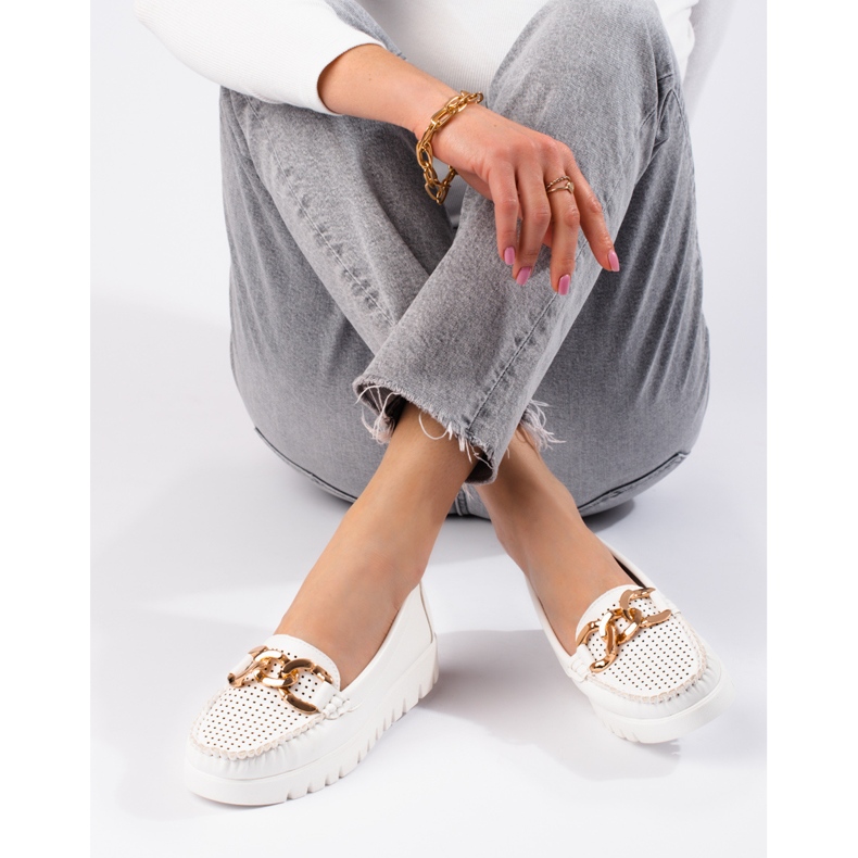 W. Potocki Mokassins auf dicker Sohle mit Kette Potocki weiß 2