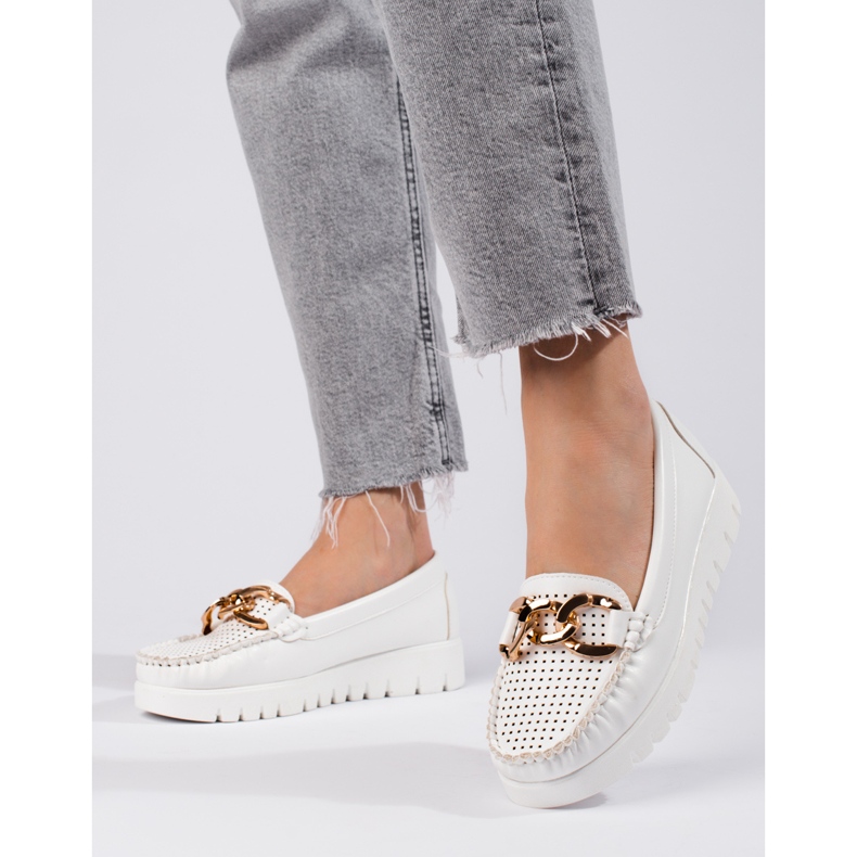 W. Potocki Mokassins auf dicker Sohle mit Kette Potocki weiß 1