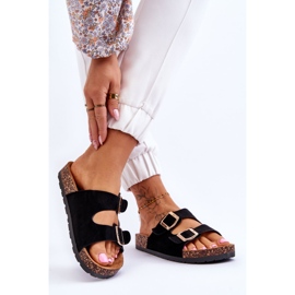 Damensandalen zum Hineinschlüpfen auf Korksohlen Schwarz Cortina 2