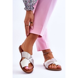 Klassische Damensandalen Weiß und Silber Nancy 2