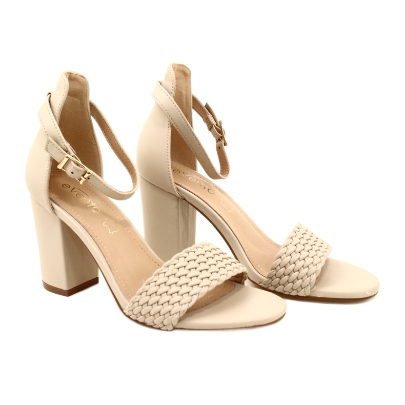 Evento Sandalen mit geflochtenem Absatz Beige 23SD35-5945 5